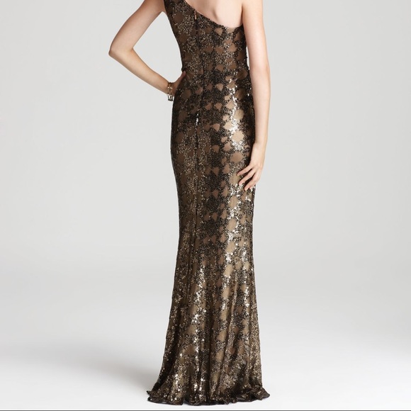 ⭐️DAVID MEISTER⭐️ ONE SHOULDER SEQUIN PROM WEDDING PARTY GOWN - Picture 2 of 8